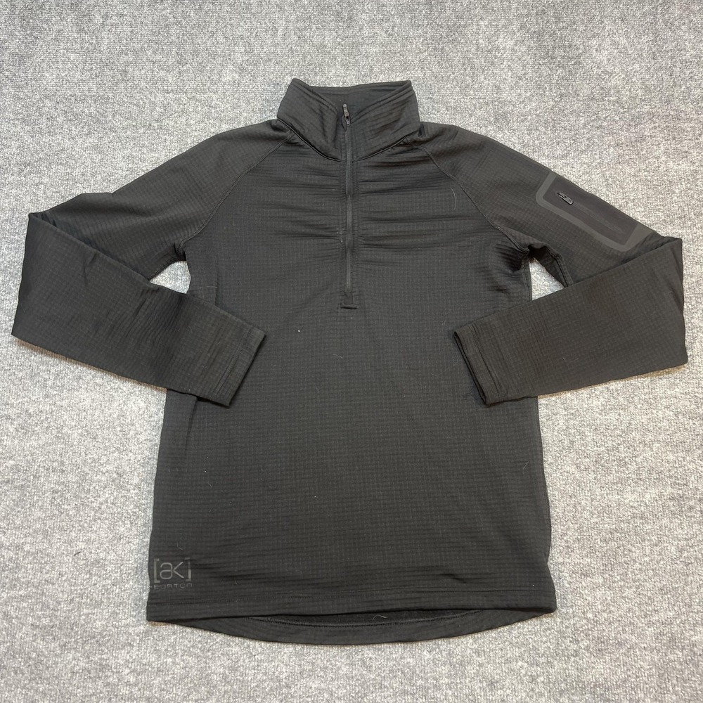 Burton [ak] Fleece Pullover Mens Small Black 1/4 Zip Long Sleeve Shirt Snowboard